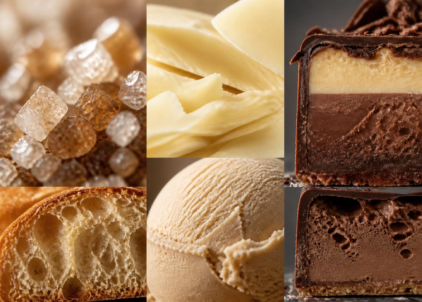 Scientific detail of sugar crystalline structure and food textures